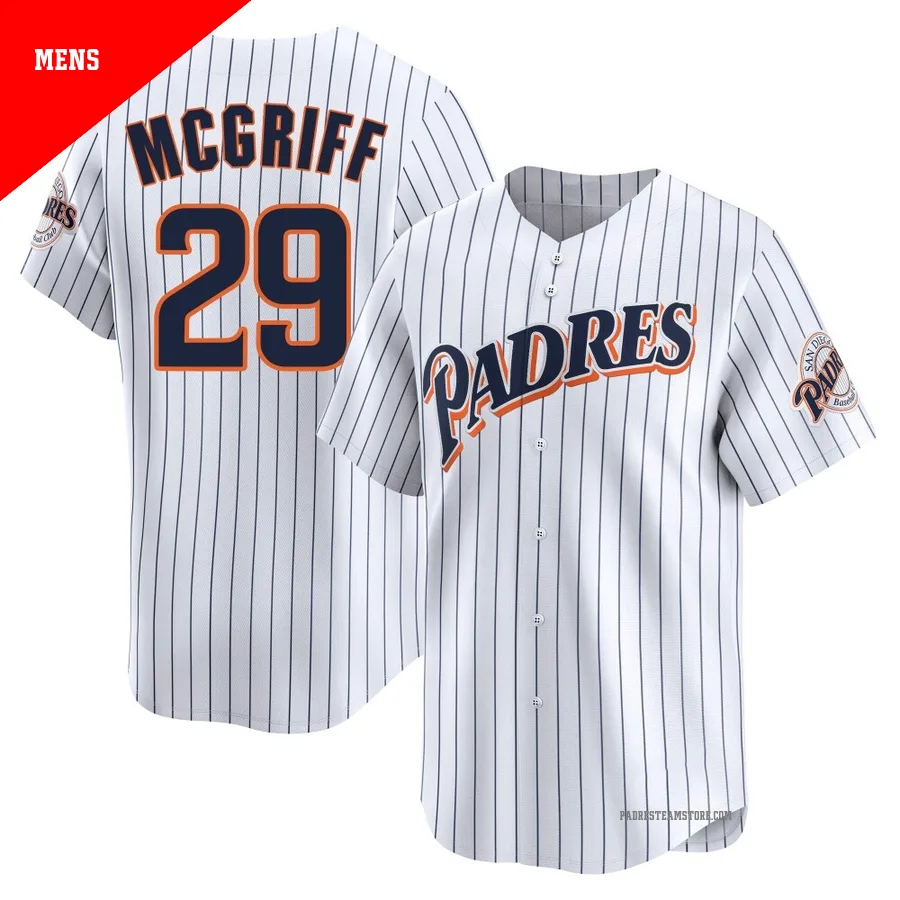 Men's San Diego Padres ＃29 Fred Mcgriff White Limited Cooperstown Collection Jersey