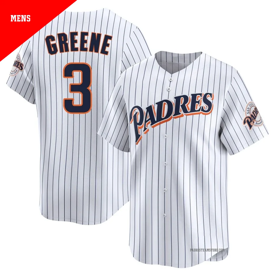 Men's San Diego Padres ＃3 Khalil Greene White Limited Cooperstown Collection Jersey