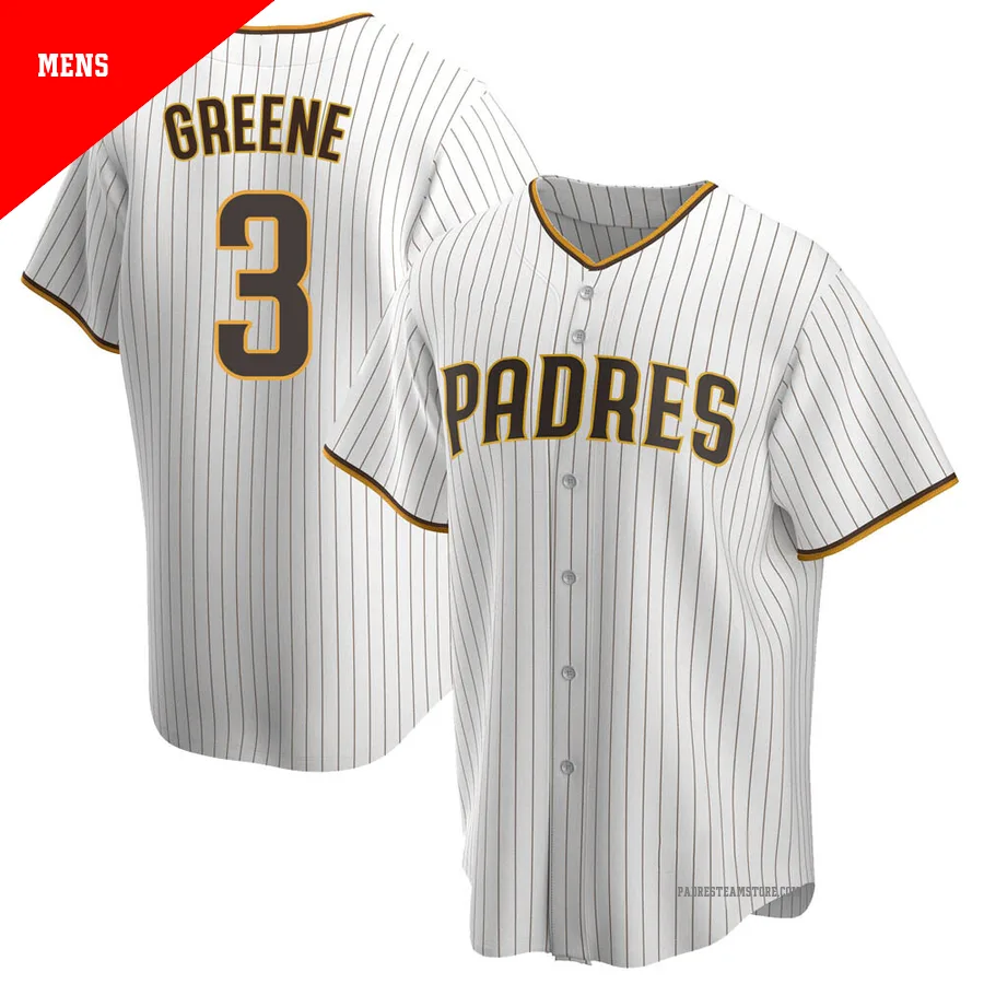 Men's San Diego Padres ＃3 Khalil Greene White/Brown Replica Home Jersey