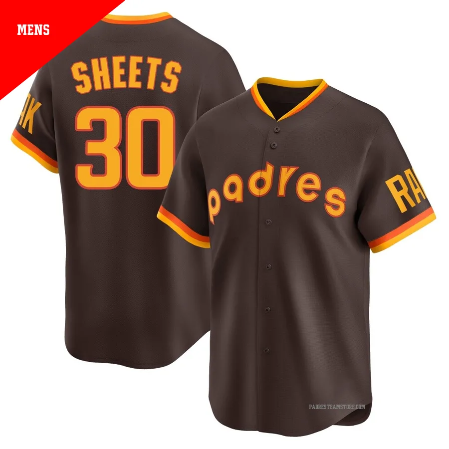 Men's San Diego Padres ＃30 Gavin Sheets Brown Limited Cooperstown Collection Jersey