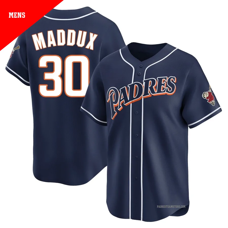 Men's San Diego Padres ＃30 Greg Maddux Navy Limited Cooperstown Collection Jersey