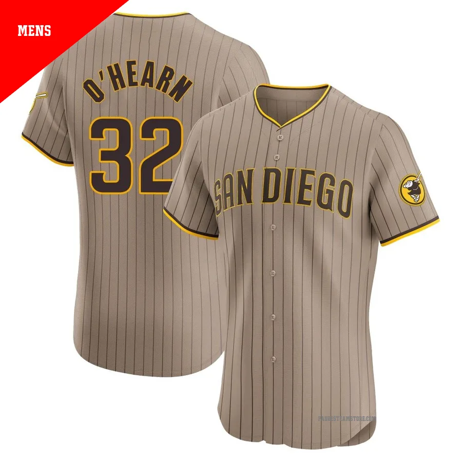 Men's San Diego Padres ＃32 Ryan O'Hearn Brown Elite Alternate Jersey