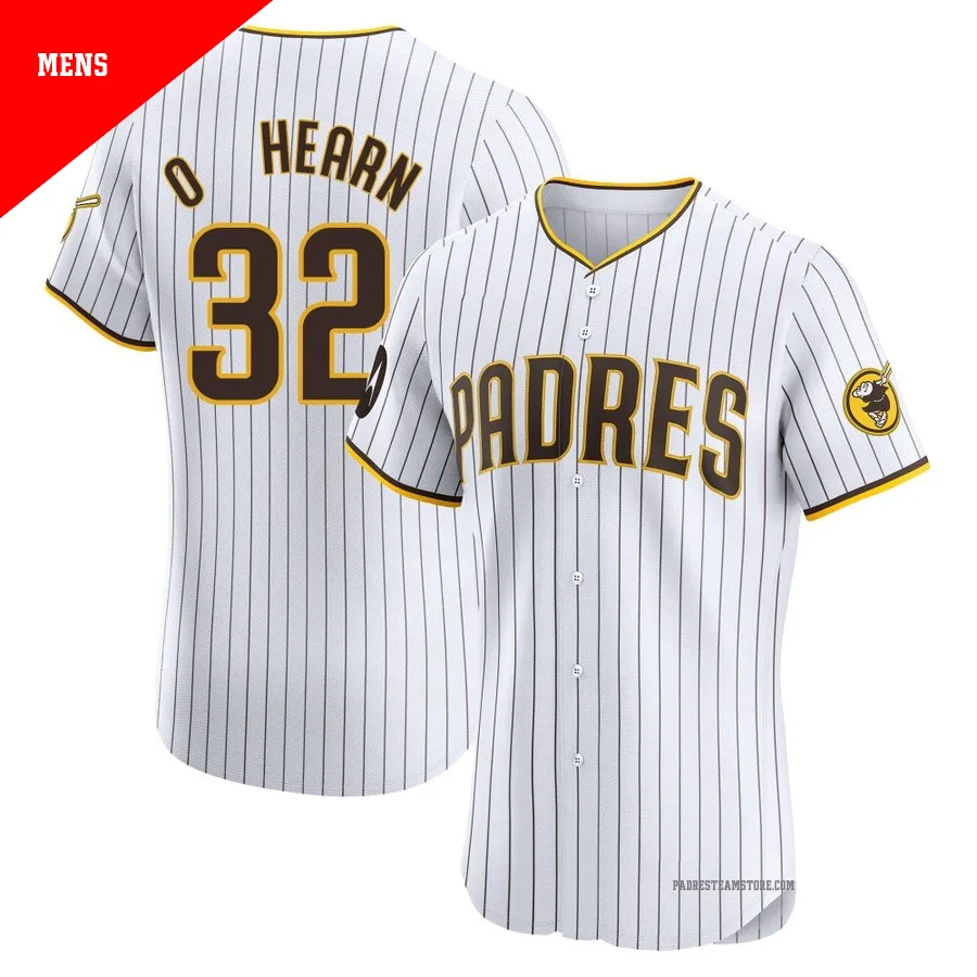 Men's San Diego Padres ＃32 Ryan O'Hearn White Elite Home Patch Jersey