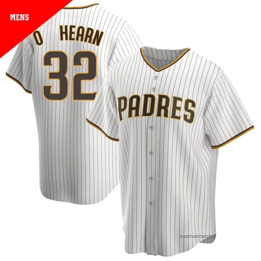 Men's San Diego Padres ＃32 Ryan O'Hearn White/Brown Replica Home Jersey