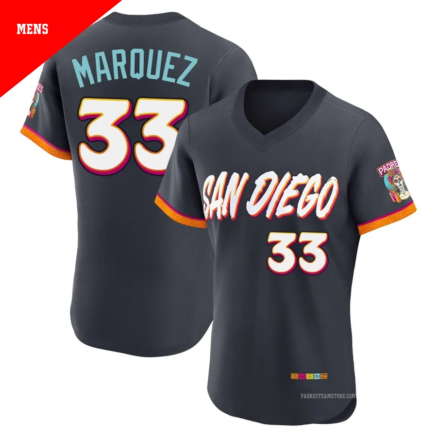 Men's San Diego Padres ＃33 German Marquez Authentic Obsidian 2026 City Connect Stadium Jersey