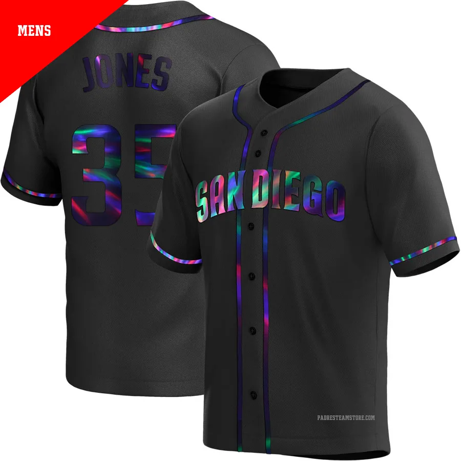 Men's San Diego Padres ＃35 Randy Jones Black Replica Holographic Alternate Jersey