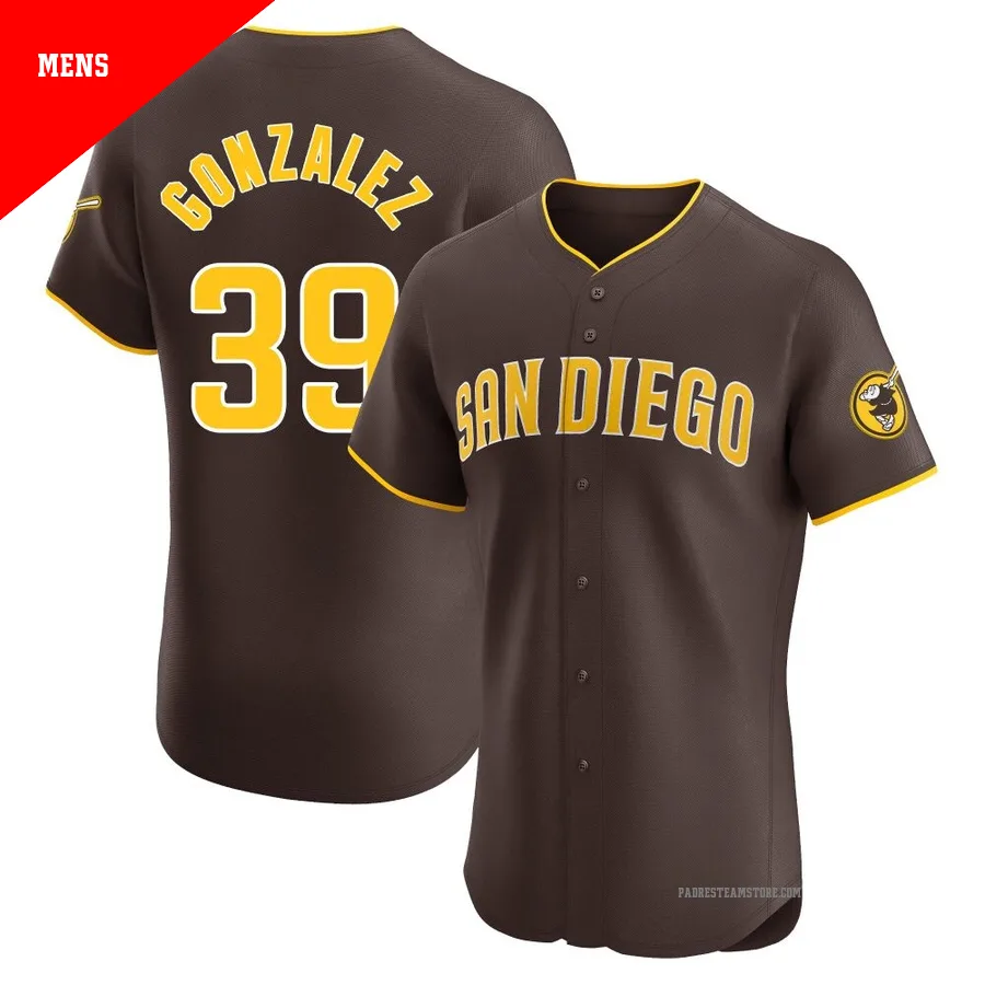 Men's San Diego Padres ＃39 Oscar Gonzalez Brown Elite Road Vapor Premier Jersey