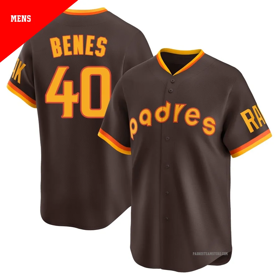 Men's San Diego Padres ＃40 Andy Benes Brown Limited Cooperstown Collection Jersey