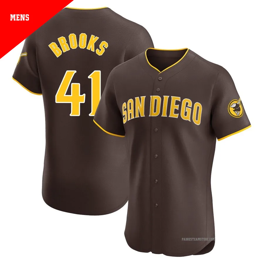 Men's San Diego Padres ＃41 Trenton Brooks Brown Elite Road Vapor Premier Jersey