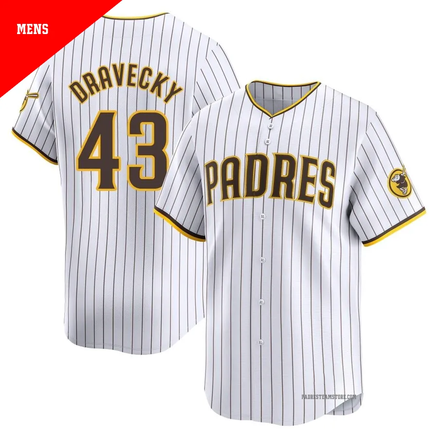 Men's San Diego Padres ＃43 Dave Dravecky White Limited Home Jersey