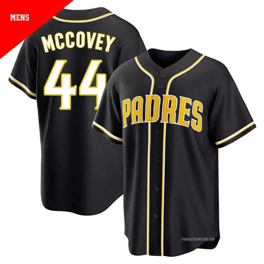 Men's San Diego Padres ＃44 Willie Mccovey Black Replica Fashion Out Jersey