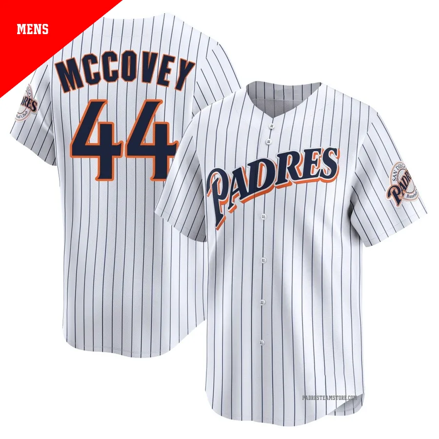 Men's San Diego Padres ＃44 Willie Mccovey White Limited Cooperstown Collection Jersey