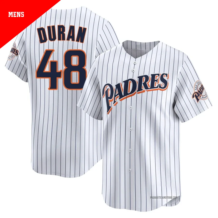 Men's San Diego Padres ＃48 Rodolfo Duran White Limited Cooperstown Collection Jersey
