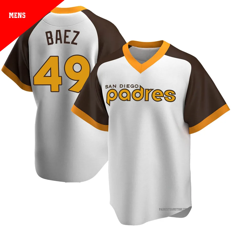 Men's San Diego Padres ＃49 Michel Baez White Replica Home Cooperstown Collection Jersey