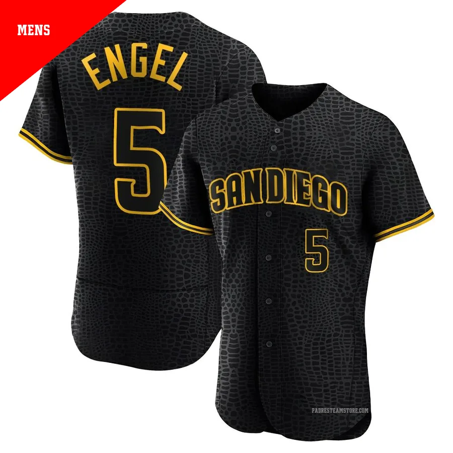 Men's San Diego Padres ＃5 Adam Engel Black Authentic Snake Skin City Jersey