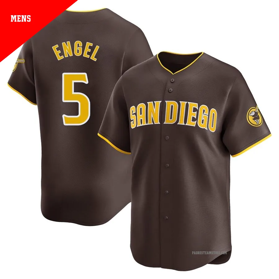 Men's San Diego Padres ＃5 Adam Engel Brown Limited Away Jersey