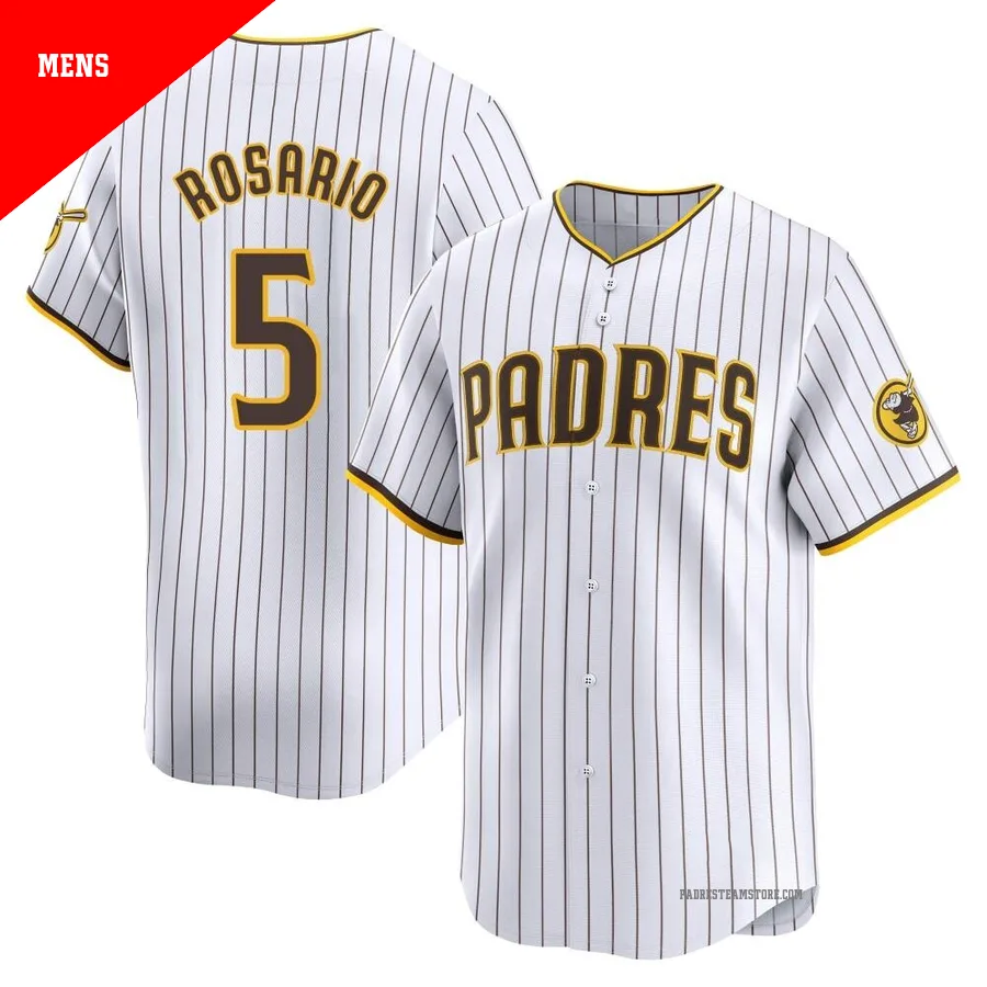 Men's San Diego Padres ＃5 Eguy Rosario White Limited Home Jersey