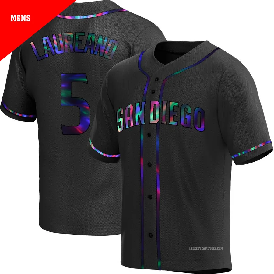 Men's San Diego Padres ＃5 Ramon Laureano Black Replica Holographic Alternate Jersey