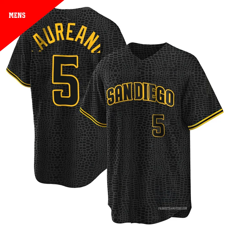 Men's San Diego Padres ＃5 Ramon Laureano Black Replica Snake Skin City Jersey