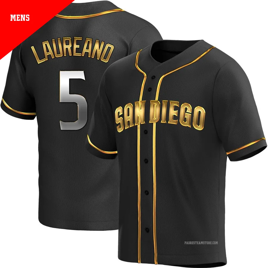 Men's San Diego Padres ＃5 Ramon Laureano Gold Replica Black en Alternate Jersey