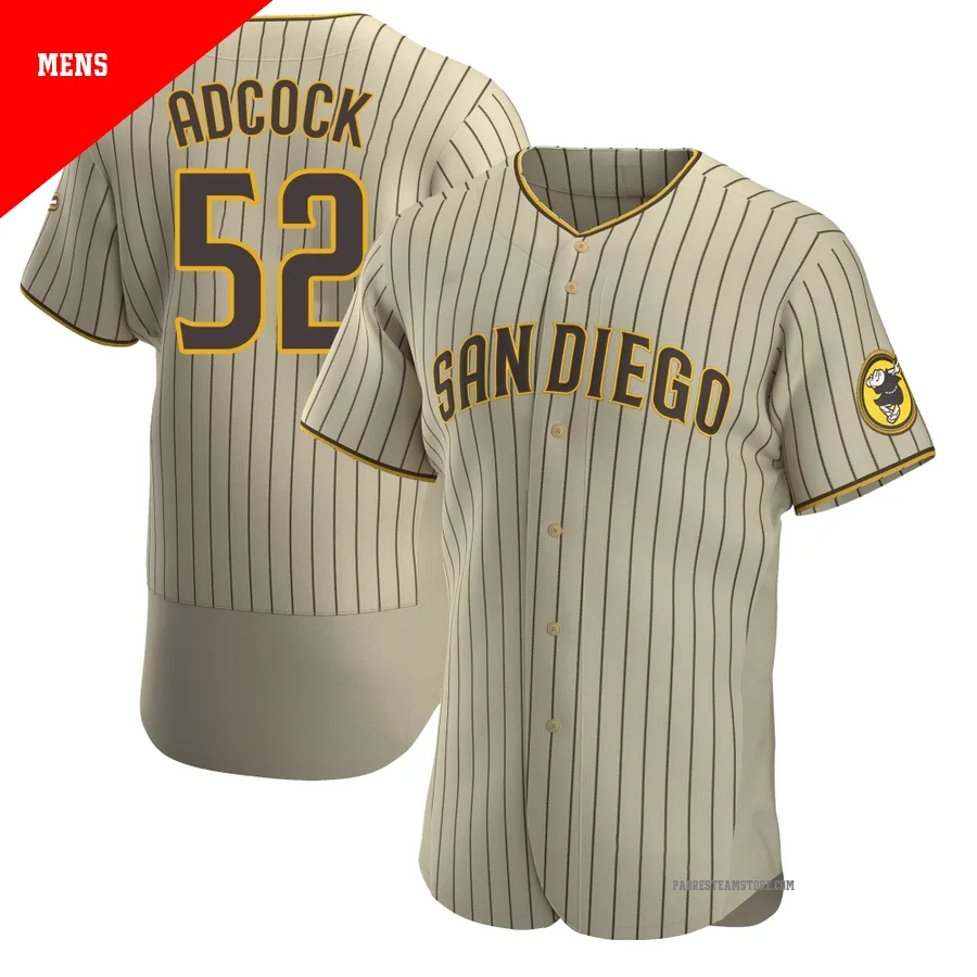 Men's San Diego Padres ＃52 Ty Adcock Tan/Brown Authentic Alternate Jersey