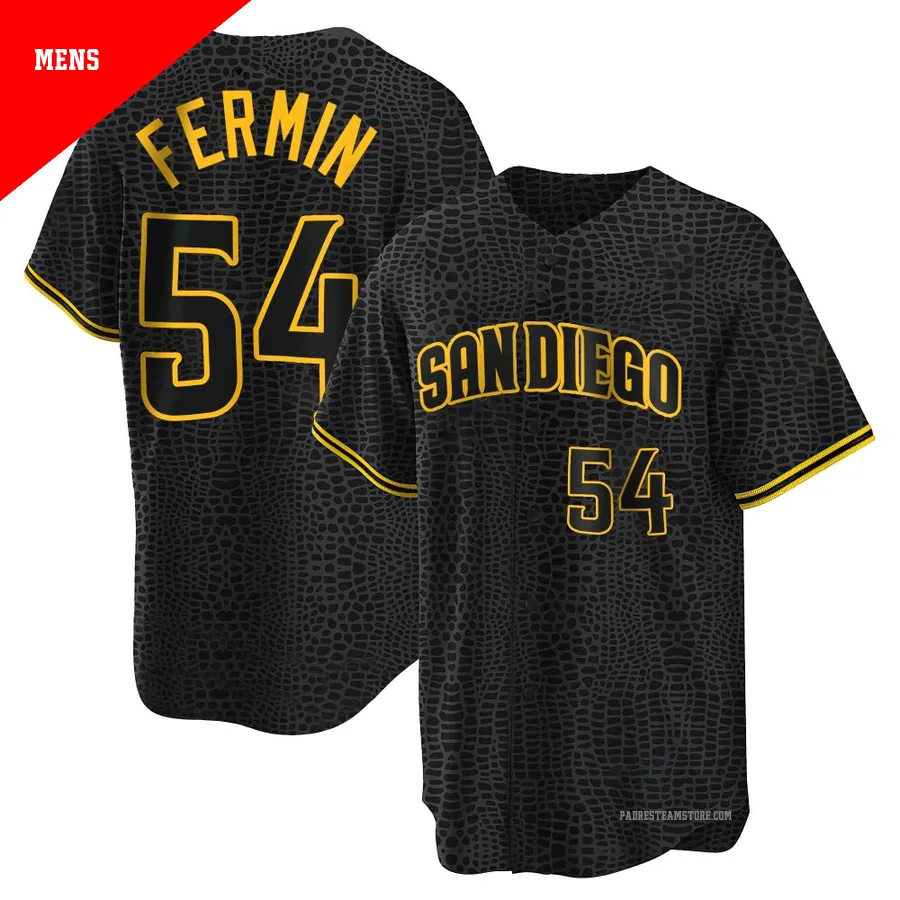 Men's San Diego Padres ＃54 Freddy Fermin Black Replica Snake Skin City Jersey