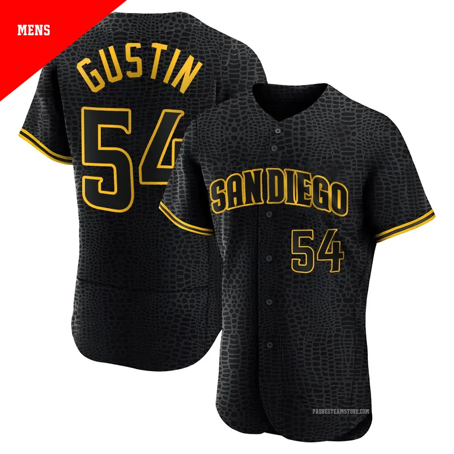 Men's San Diego Padres ＃54 Harry Gustin Black Authentic Snake Skin City Jersey