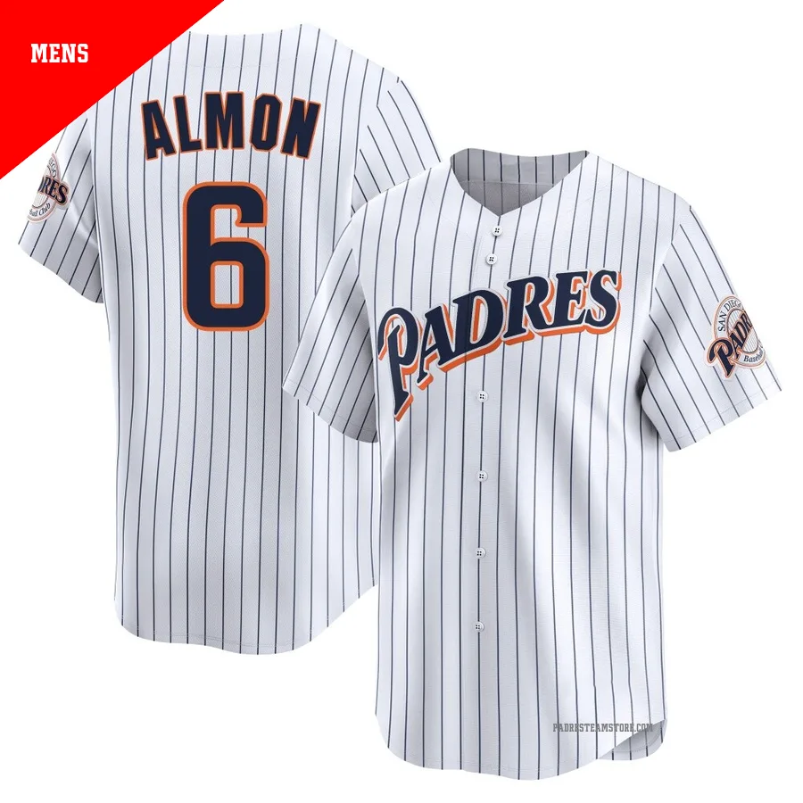 Men's San Diego Padres ＃6 Bill Almon White Limited Cooperstown Collection Jersey