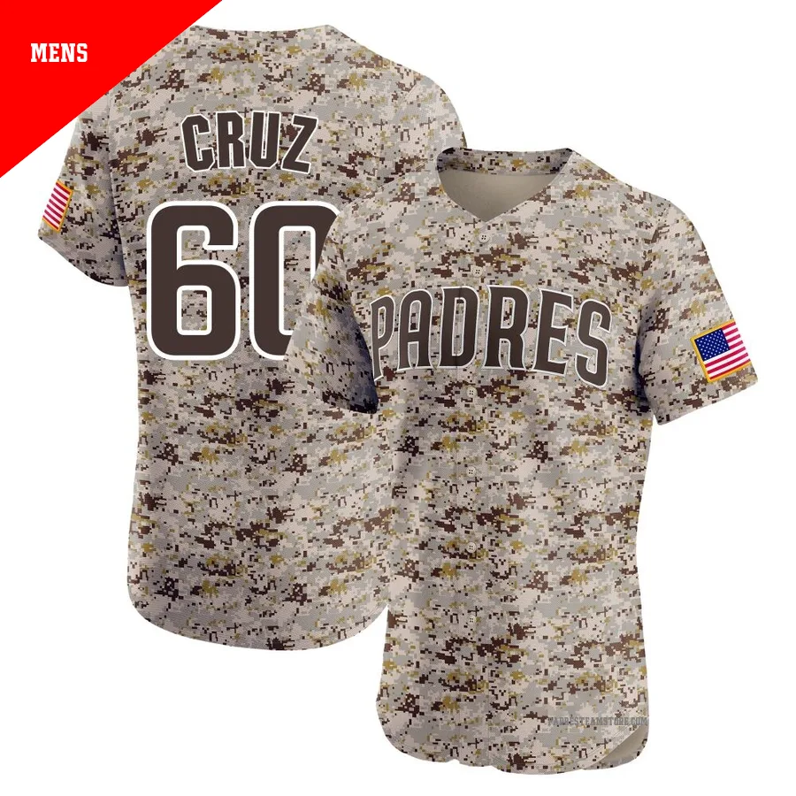 Men's San Diego Padres ＃60 Omar Cruz Camo Elite Alternate Vapor Premier Jersey