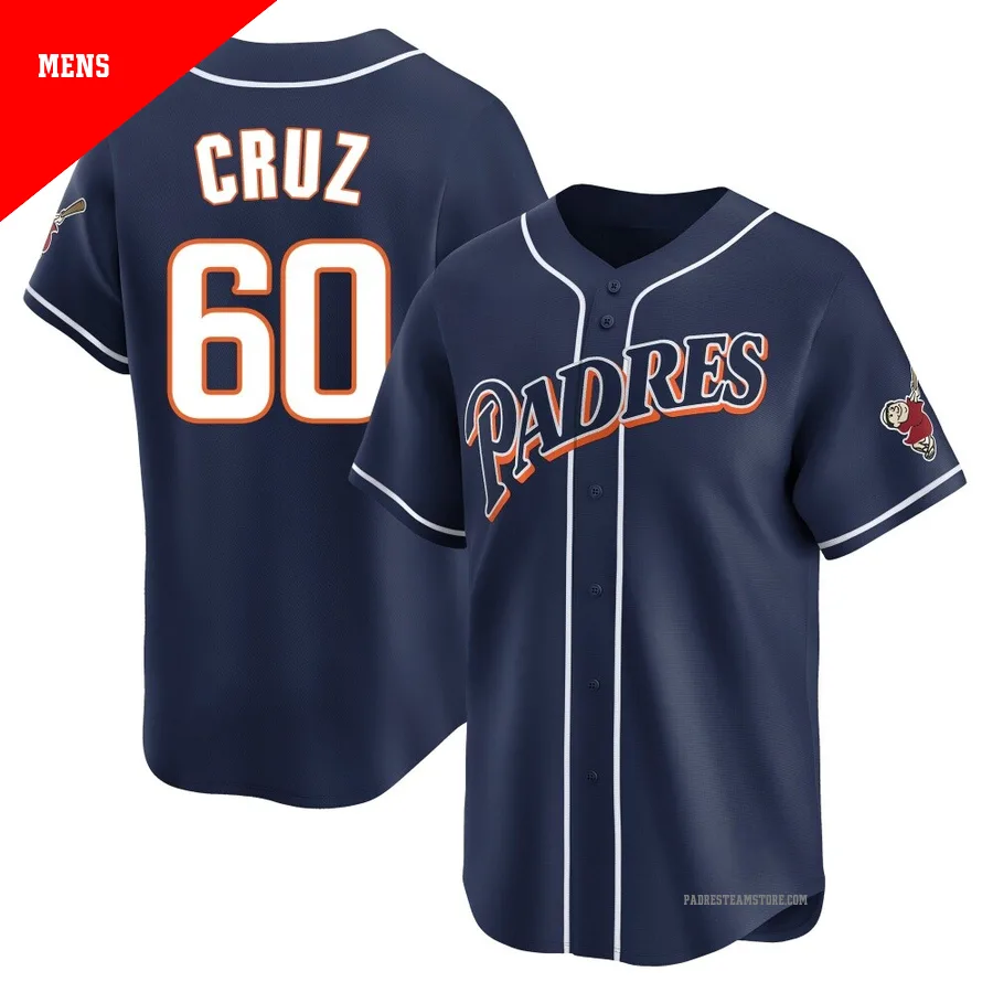 Men's San Diego Padres ＃60 Omar Cruz Navy Limited Cooperstown Collection Jersey