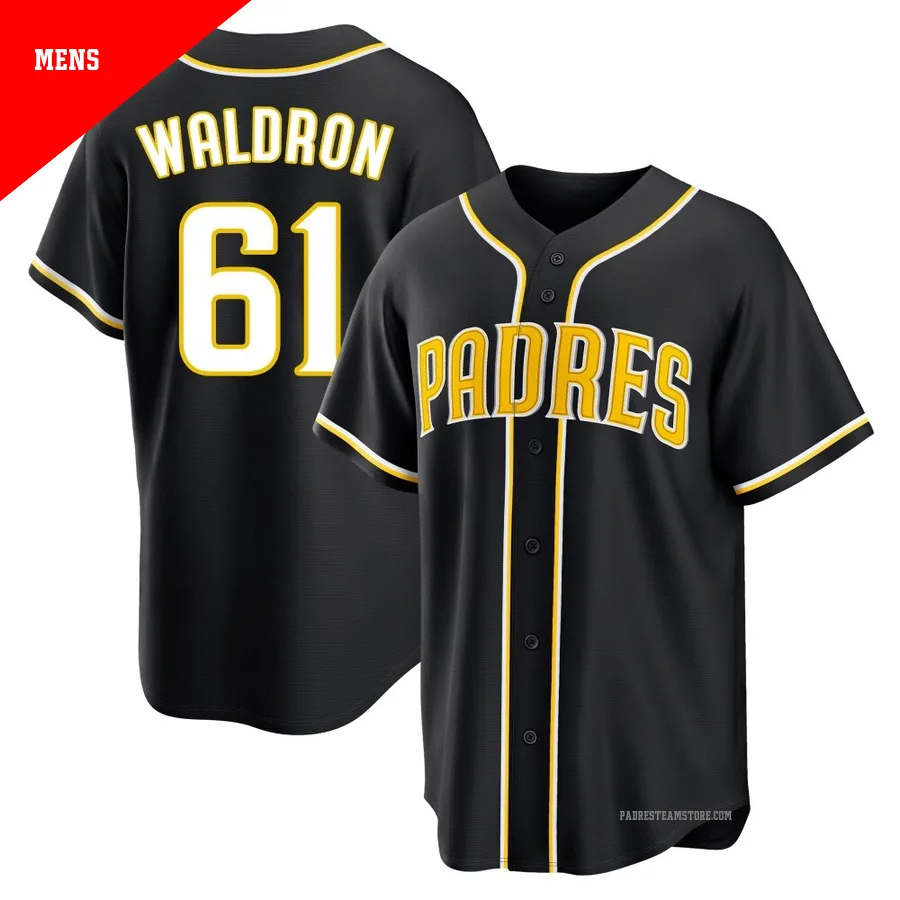 Men's San Diego Padres ＃61 Matt Waldron Black Replica Fashion Out Jersey