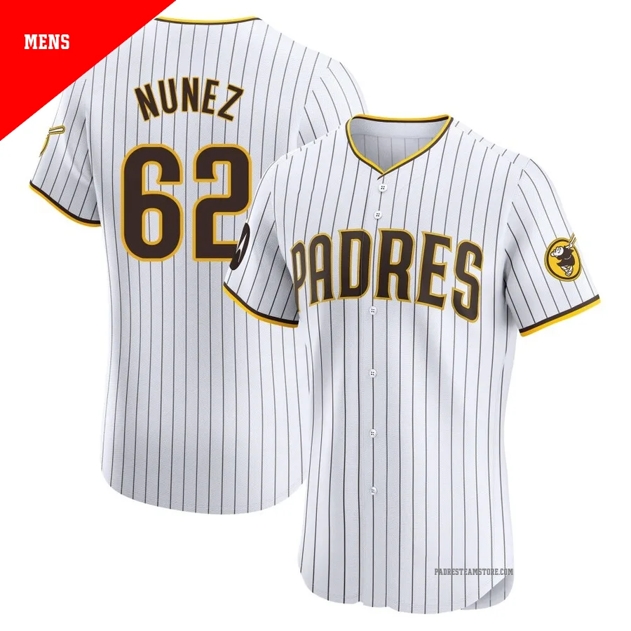 Men's San Diego Padres ＃62 Juan Nunez White Elite Home Patch Jersey
