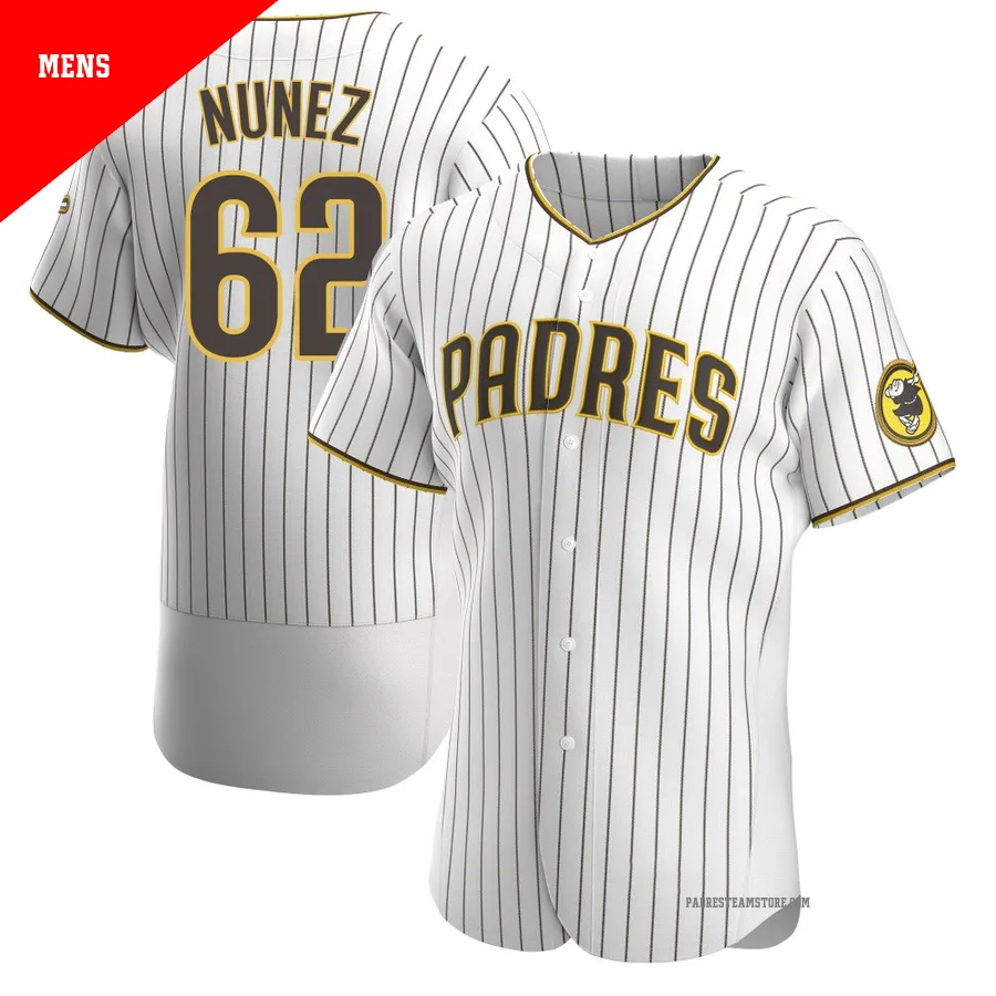 Men's San Diego Padres ＃62 Juan Nunez White/Brown Authentic Home Jersey
