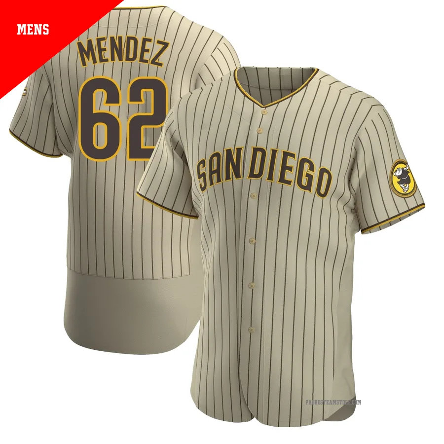 Men's San Diego Padres ＃62 Miguel Mendez Tan/Brown Authentic Alternate Jersey