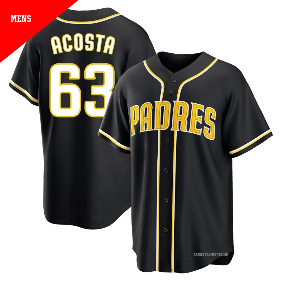 Men's San Diego Padres ＃63 Daison Acosta Black Replica Fashion Out Jersey