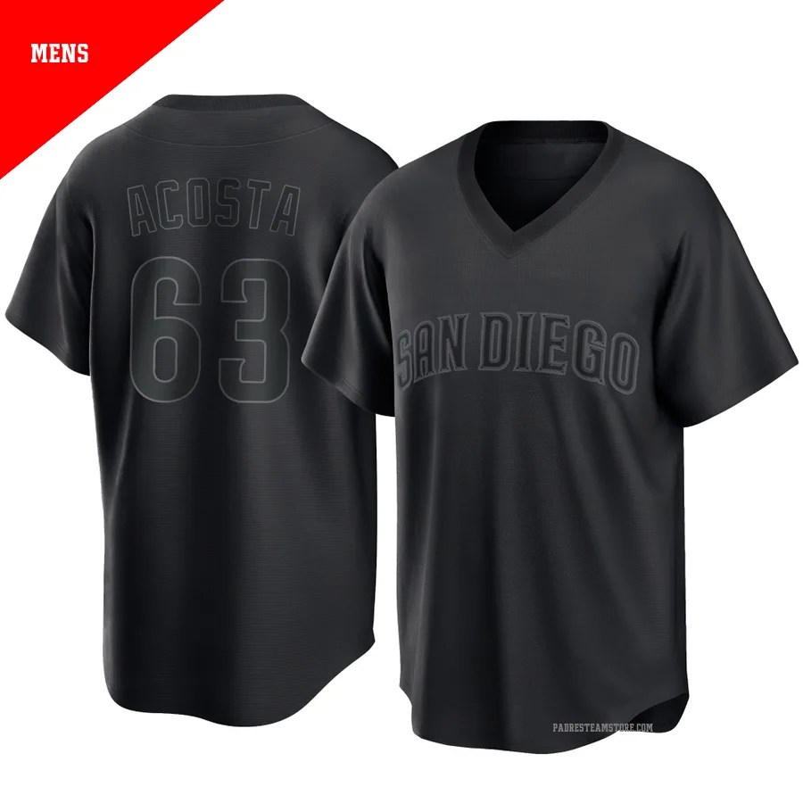 Men's San Diego Padres ＃63 Daison Acosta Black Replica Pitch Fashion Jersey
