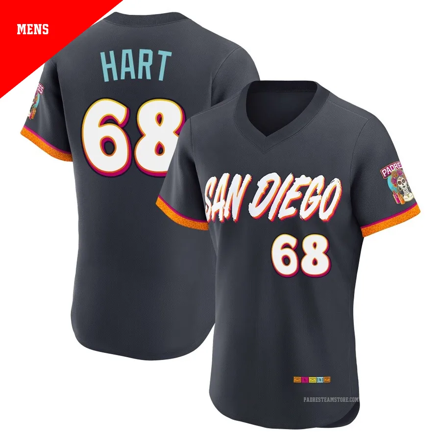 Men's San Diego Padres ＃68 Kyle Hart Authentic Obsidian 2026 City Connect Stadium Jersey