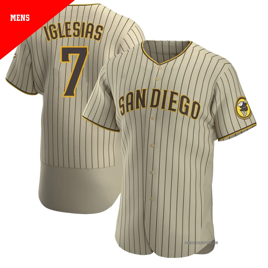 Men's San Diego Padres ＃7 Jose Iglesias Tan/Brown Authentic Alternate Jersey
