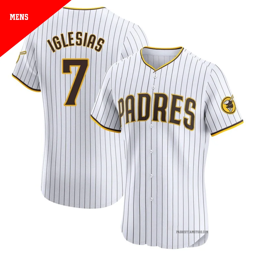 Men's San Diego Padres ＃7 Jose Iglesias White Elite Home Jersey