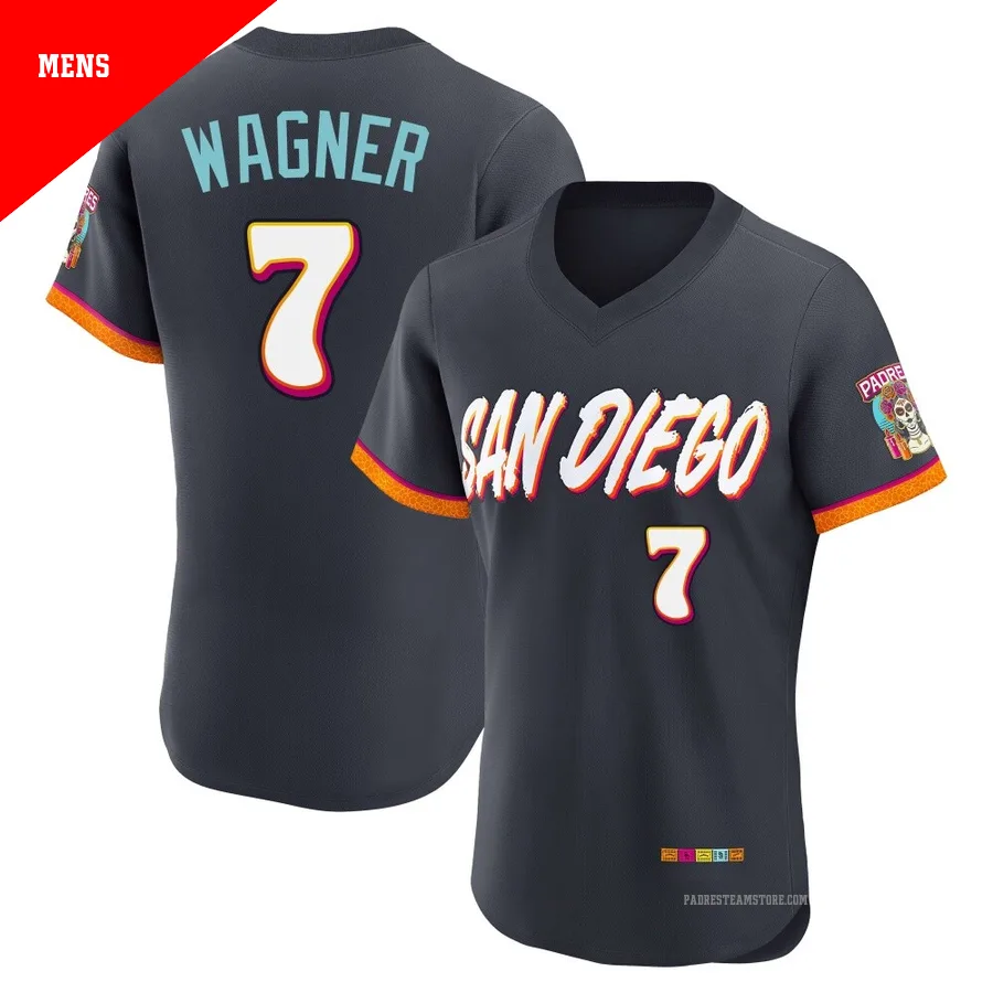 Men's San Diego Padres ＃7 Will Wagner Authentic Obsidian 2026 City Connect Stadium Jersey