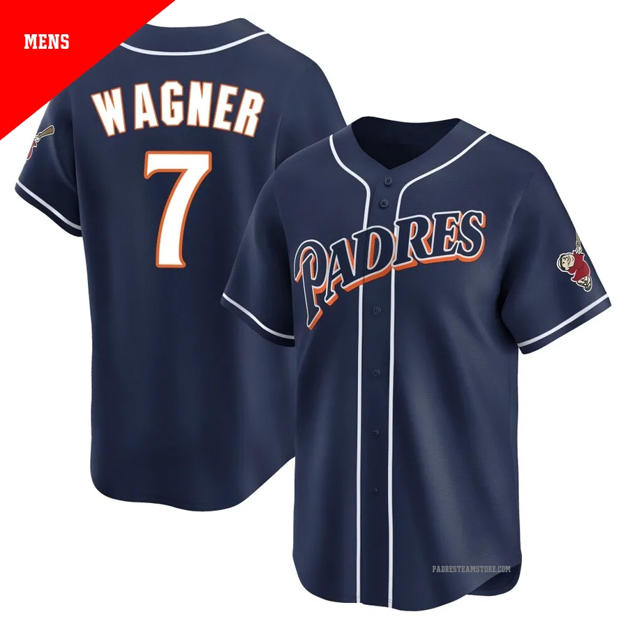 Men's San Diego Padres ＃7 Will Wagner Navy Limited Cooperstown Collection Jersey