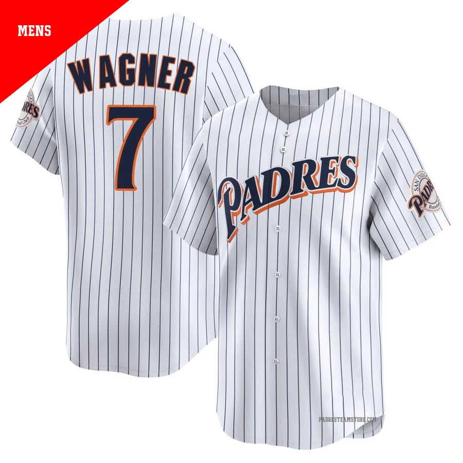 Men's San Diego Padres ＃7 Will Wagner White Limited Cooperstown Collection Jersey