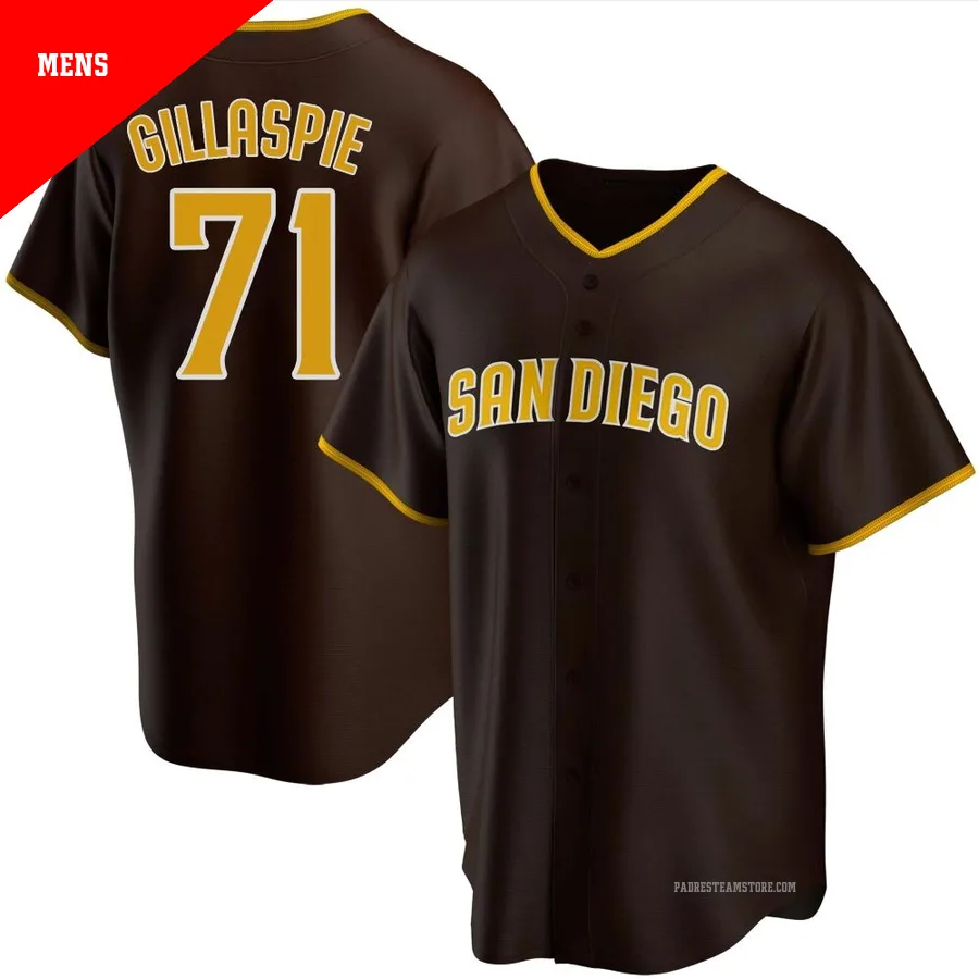 Men's San Diego Padres ＃71 Logan Gillaspie Brown Replica Road Jersey