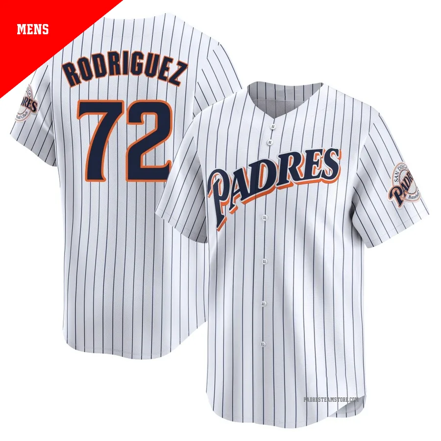 Men's San Diego Padres ＃72 Bradgley Rodriguez White Limited Cooperstown Collection Jersey