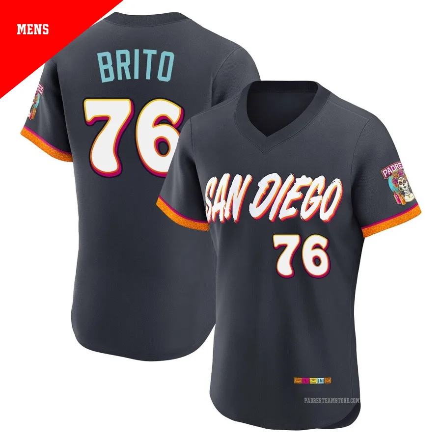 Men's San Diego Padres ＃76 Jhony Brito Authentic Obsidian 2026 City Connect Stadium Jersey