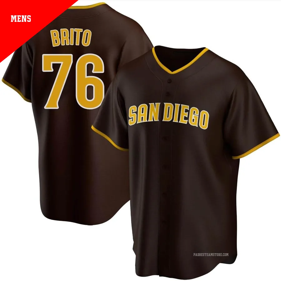 Men's San Diego Padres ＃76 Jhony Brito Brown Replica Road Jersey