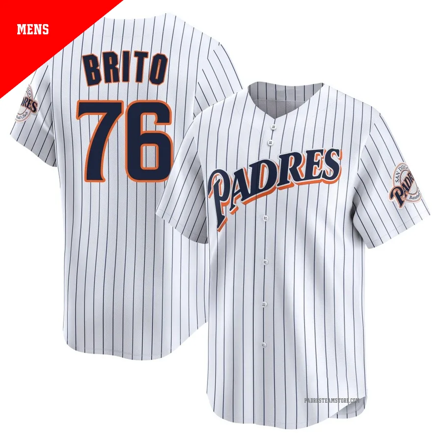 Men's San Diego Padres ＃76 Jhony Brito White Limited Cooperstown Collection Jersey