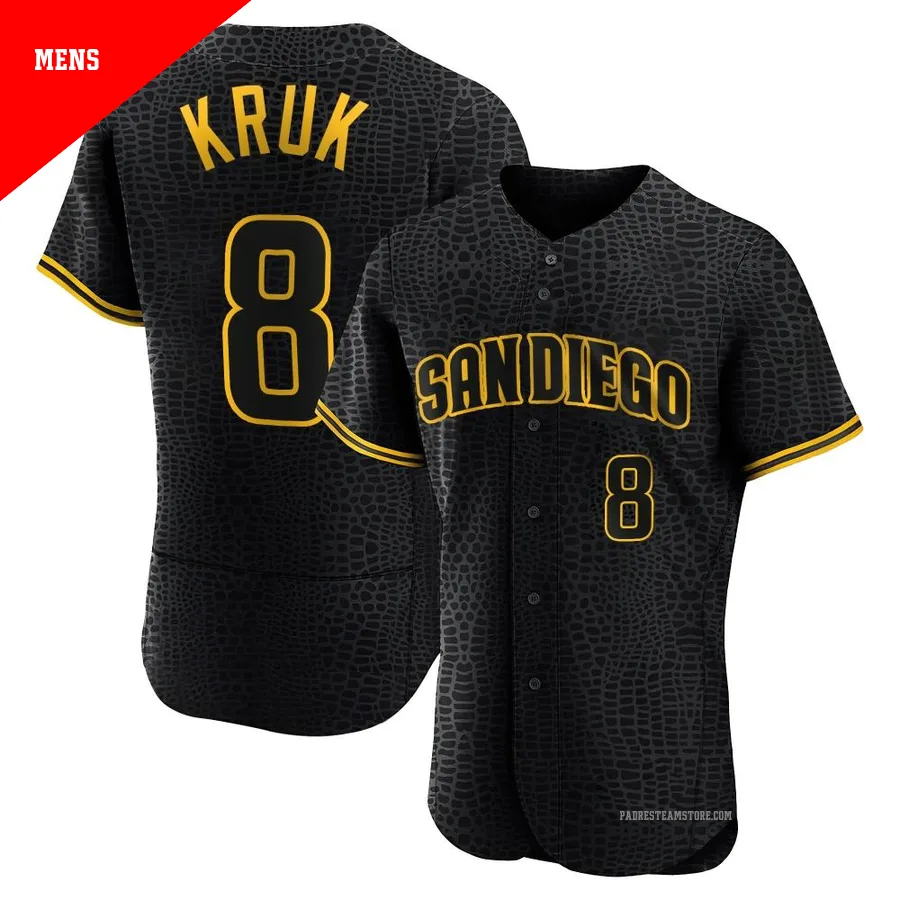 Men's San Diego Padres ＃8 John Kruk Black Authentic Snake Skin City Jersey