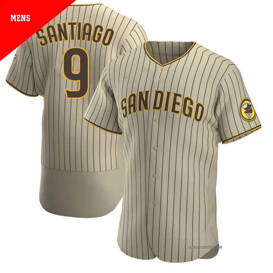 Men's San Diego Padres ＃9 Benito Santiago Tan/Brown Authentic Alternate Jersey