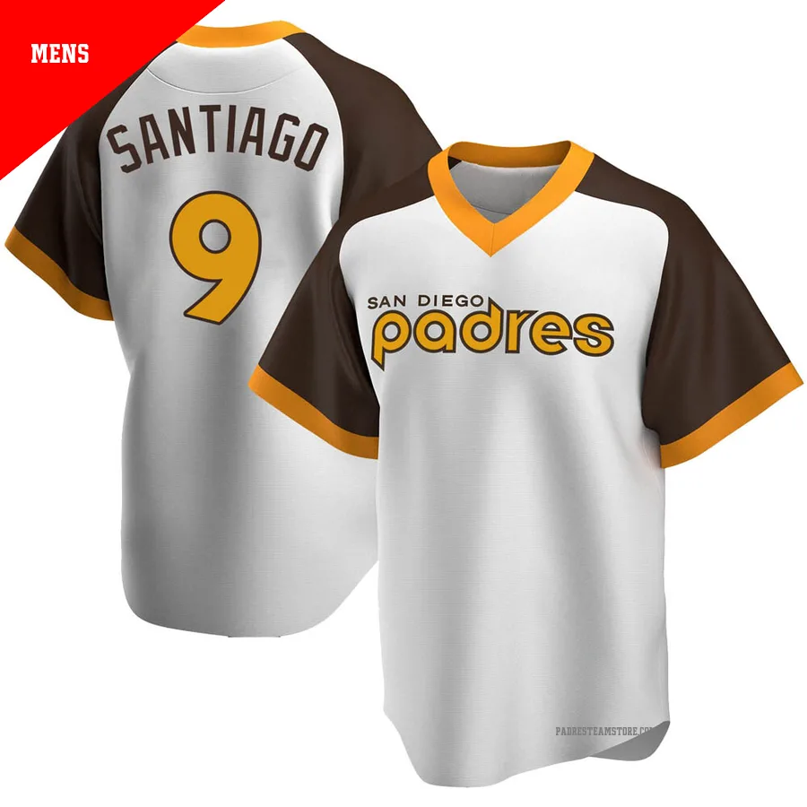 Men's San Diego Padres ＃9 Benito Santiago White Replica Home Cooperstown Collection Jersey
